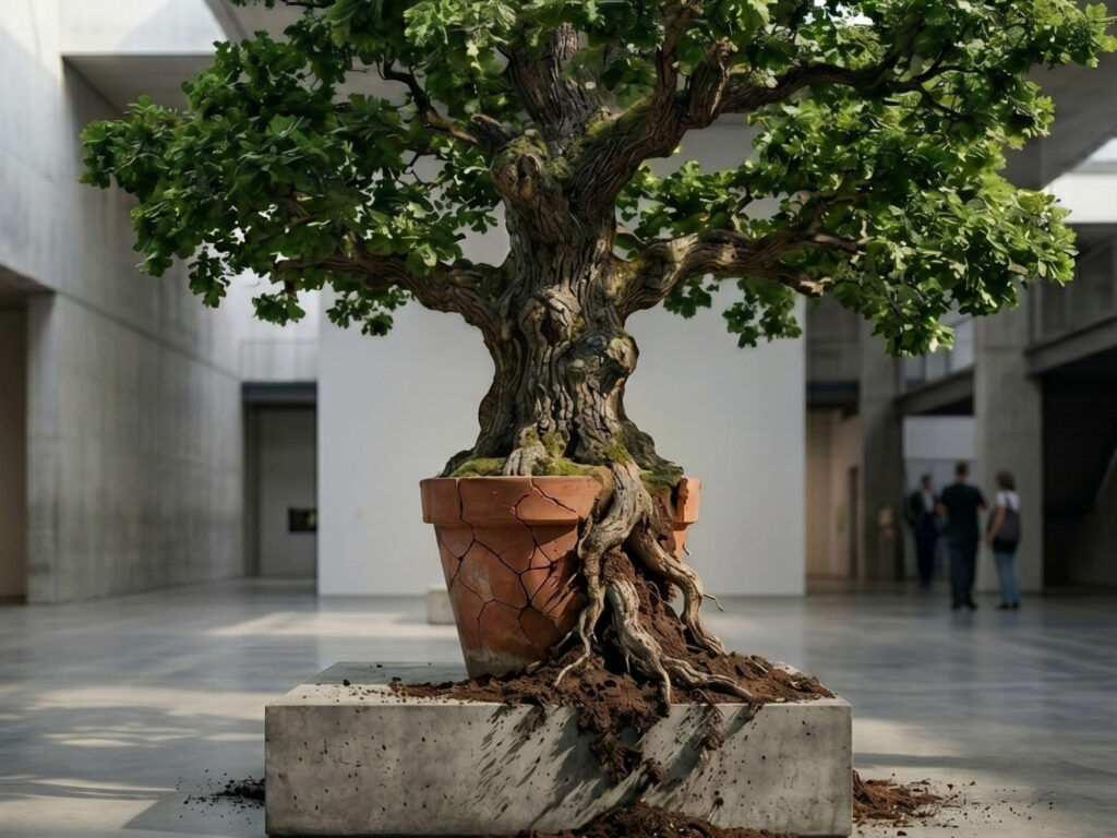 Tree Outgrowing Pot - Outgrown Your Branding
